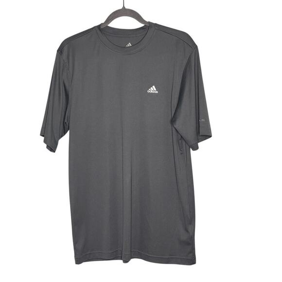 Adidas Men's Round Neck Quick Dry Short Sleeve Shirt Charcoal Gray Size Medium - Picture 1 of 5